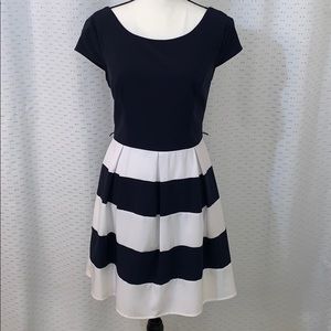 Color blocked fit & flare dress